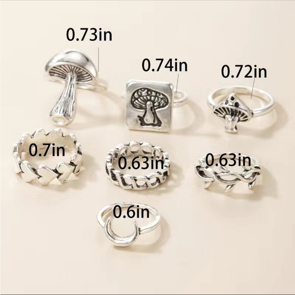 7 Piece Variety Style Silver Ring Set - Picture 5 of 5